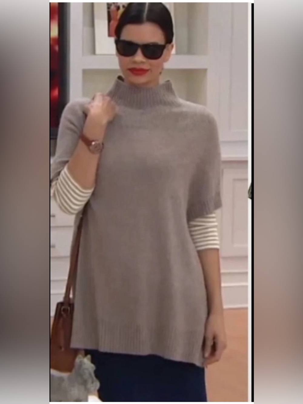 Isaac Mizrahi Cashmere Mock Neck Poncho Sweater